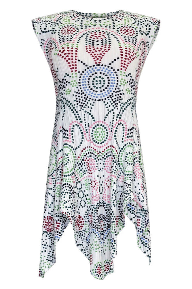 Boho Two-Piece Set – Dot Print Top and Pleated Wide-Leg Pants