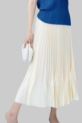 Pleated Style Satin Ruffled Skirt – Elegant Summer Pleats Midi for Women