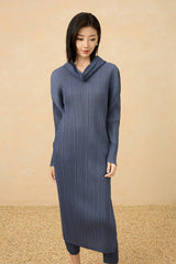 Fall 2025 new special-shaped collar design, long sleeves, loose dresses, side slits, simple and fashionable long skirts, women