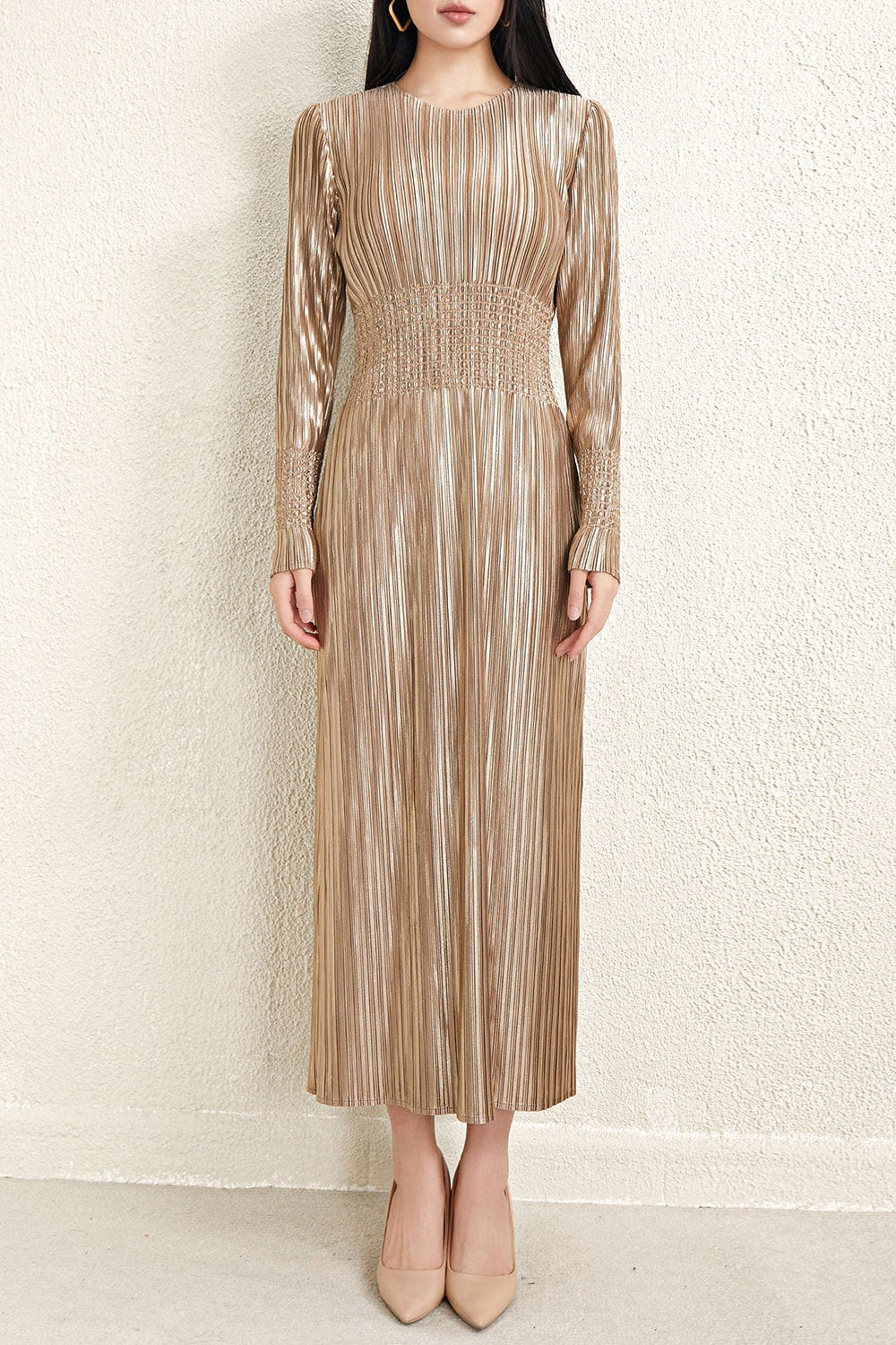 Pleats Art Style Pleated Dress – Waist-Pleated Long Skirt