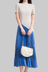 Pleats Art Style Two-Piece Set – Irregular Pleated Top & Elastic Waist Skirt