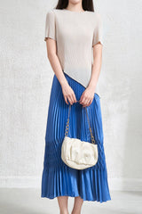 Pleats Art Style Two-Piece Set – Irregular Pleated Top & Elastic Waist Skirt