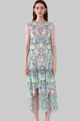 Pleats Art Style Pleated Dress – Irregular Polka Dot Loose Bohemian Style