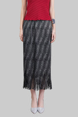Pleats Art Style A-Line Pleated Skirt – Tassel Drape Design