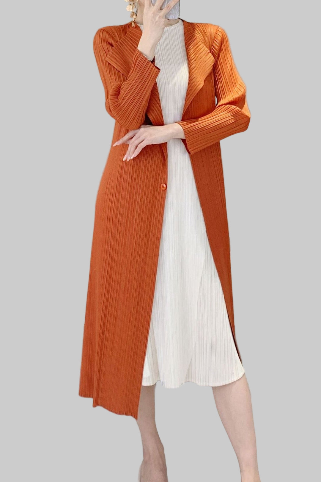 Miyake pleated craft windbreaker, mid-length pre-autumn, foreign atmosphere, age-reducing wear, sunscreen, air-conditioned shirt, versatile cardigan jacket
