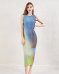 Pleatsart Wrinkle-Free Travel-Friendly Gradient Sleeveless Pleats Dress