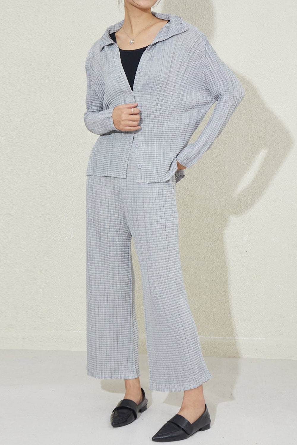 Miyake style casual sportswear women's spring 2025 new fashion foreign style age reduction loose wide-leg pants two-piece trend IsseyMiyakePleats