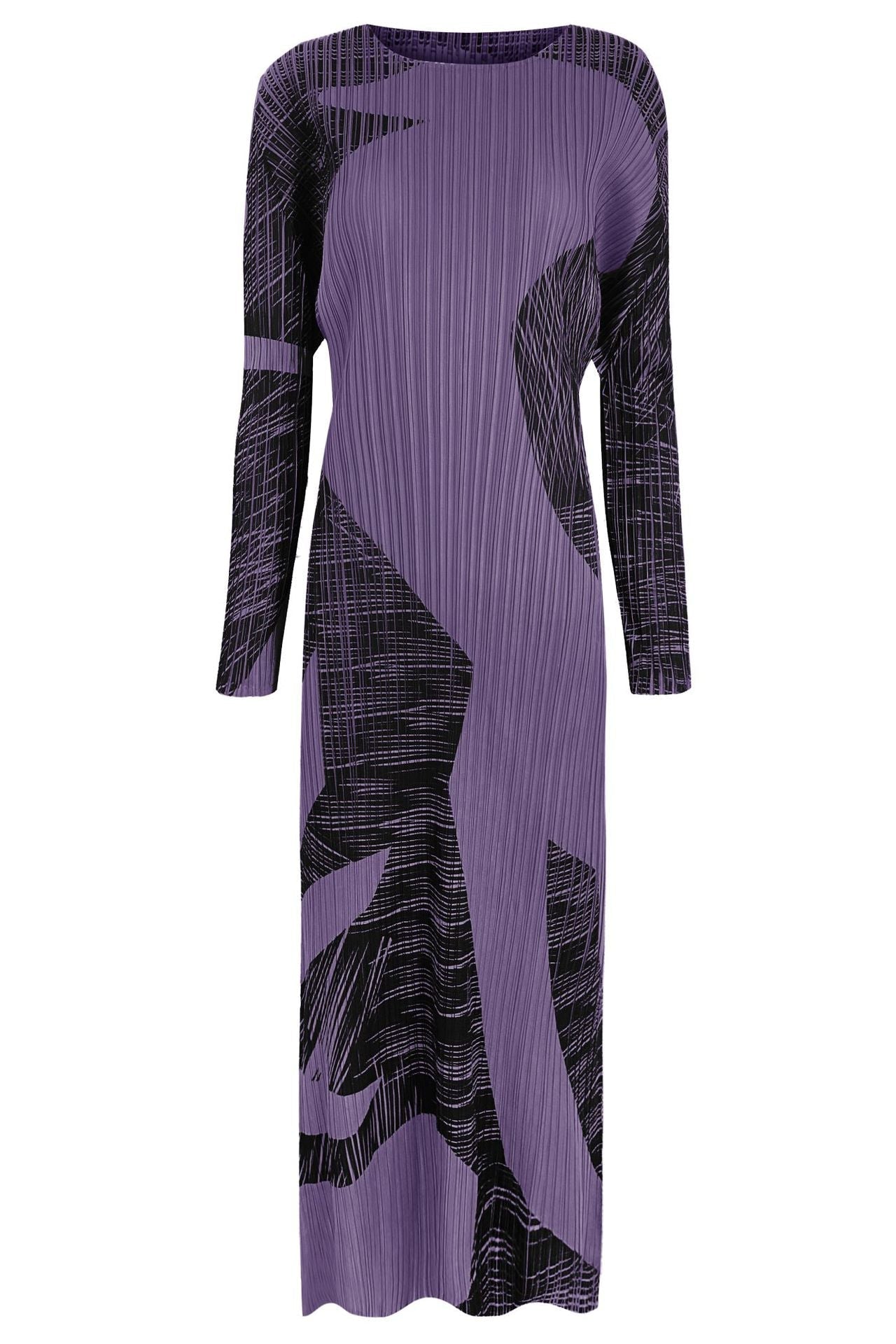Pleatsart Wrinkle-Free Travel-Friendly Soft Print Midi Dress