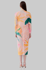 Miyake's temperament waist long-sleeved dress skirt for women 2025 spring and summer new floral print pleated A-line skirt women