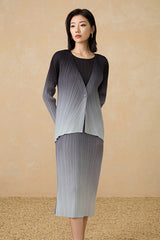 2025 Pleated Gradient Two-Piece Set – Short Cardigan Jacket & Elegant Sundress