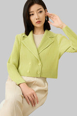 2025 Summer Pleated Cardigan Jacket – Lightweight Open-Front Layer, Slimming & Versatile