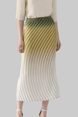 Pleats Art Style Pleated Skirt – Fish Scale Gradient High-Waist A-Line