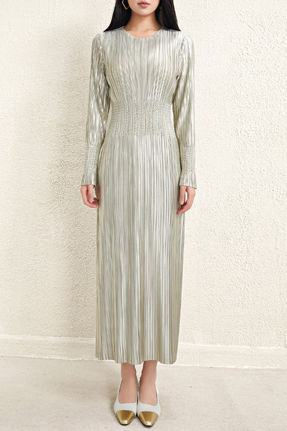 Pleats Art Style Pleated Dress – Waist-Pleated Long Skirt