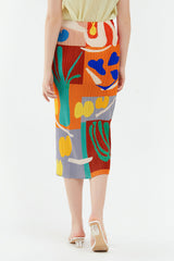 Pleated Printed A-Line Skirt – Elegant Women’s Mid-Length Style
