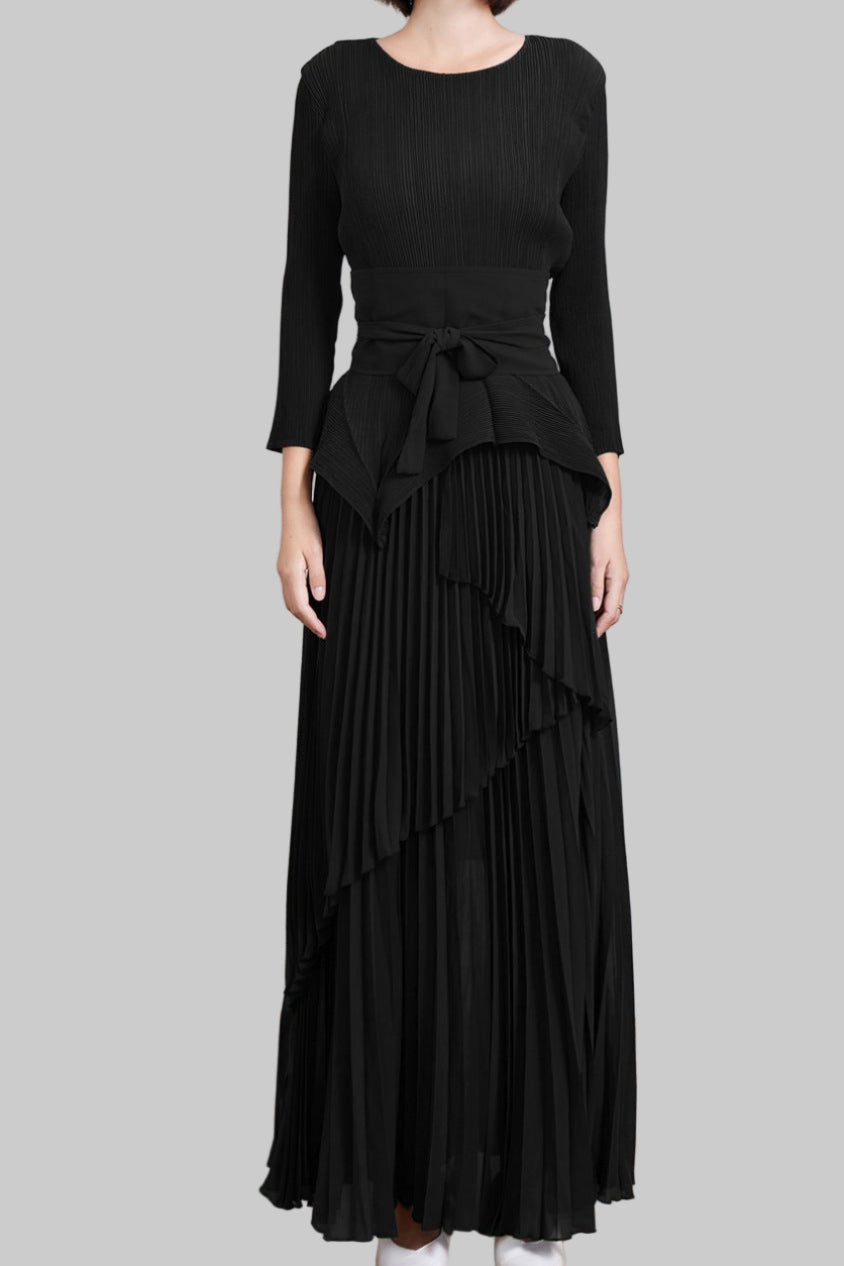 Pleated Slim Top and Irregular Skirt Set – Stylish Two-Piece Outfit for Women