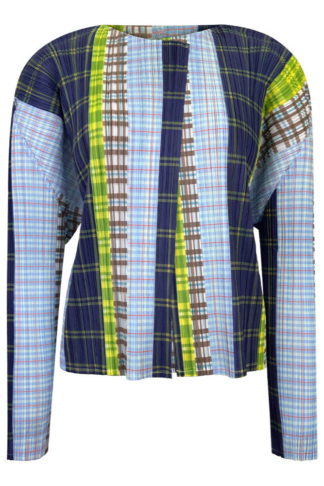 Pleats Art Style Three-Piece Set – Vintage Plaid Pleated Skirt, Long-Sleeve Top & Sleeveless Vest