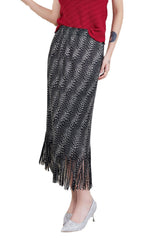 Pleats Art Style A-Line Pleated Skirt – Tassel Drape Design
