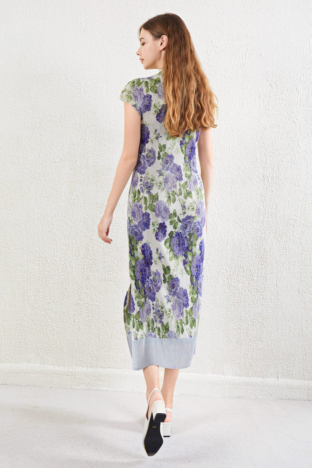 Issey Miyake Style Pleated Cheongsam Dress  Elegant Summer Waist-Hugging Maxi Dress IsseyMiyakePleats