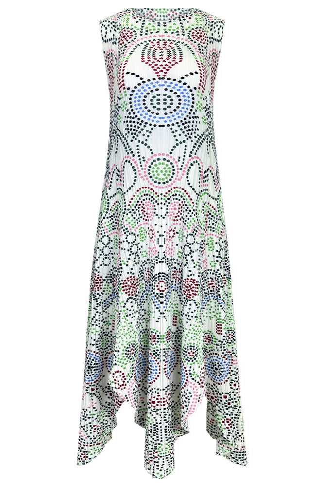 Pleats Art Style Pleated Dress – Irregular Polka Dot Loose Bohemian Style