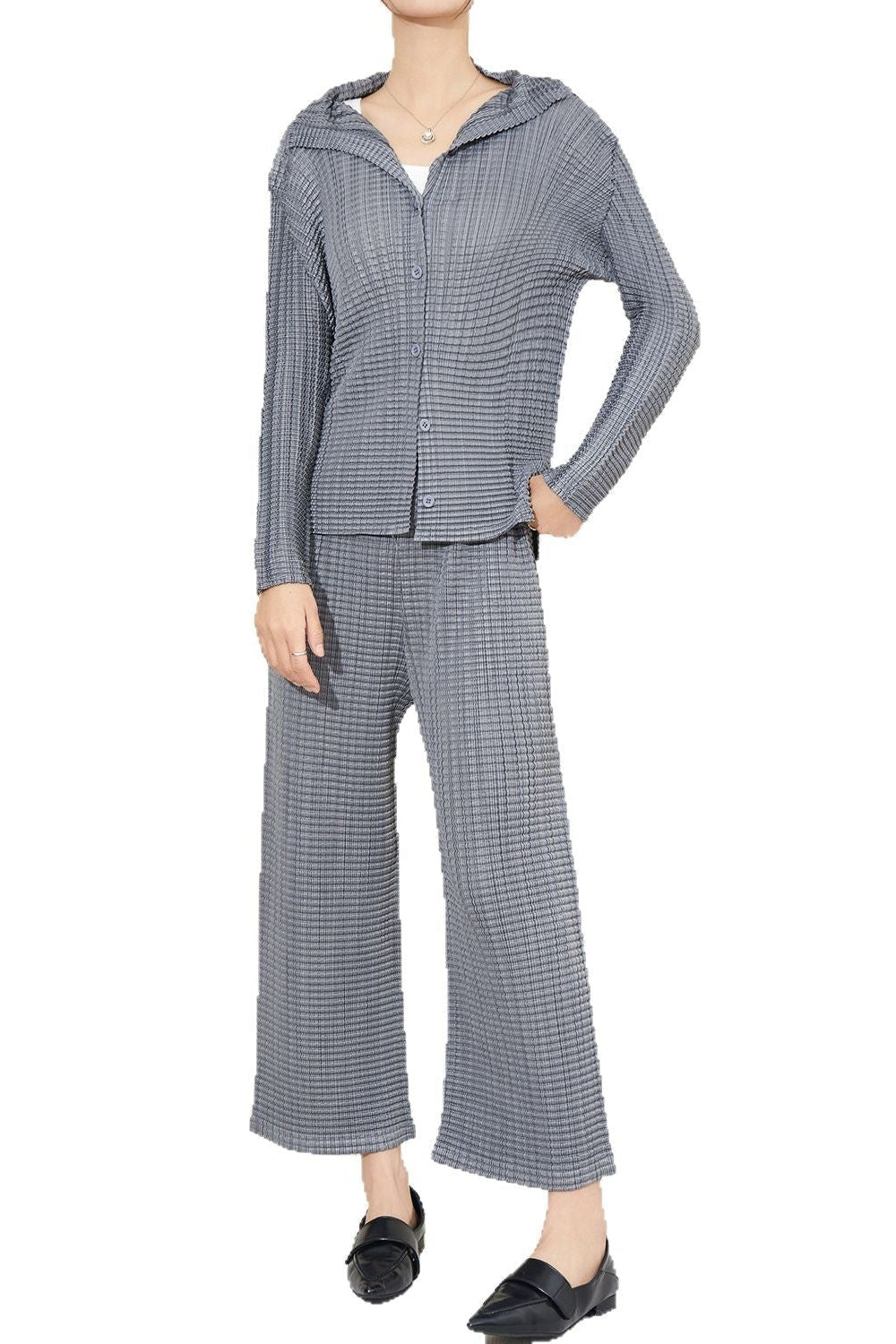 Miyake style casual sportswear women's spring 2025 new fashion foreign style age reduction loose wide-leg pants two-piece trend IsseyMiyakePleats