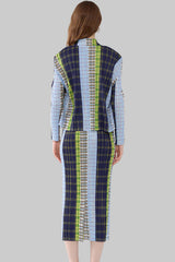 Pleats Art Style Three-Piece Set – Vintage Plaid Pleated Skirt, Long-Sleeve Top & Sleeveless Vest