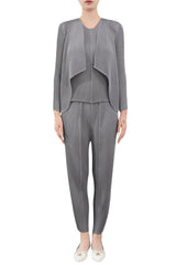 Miyake fish scale pleats series solid color slimming two-piece set, new pleated stretch temperament, fashionable casual suit IsseyMiyakePleats