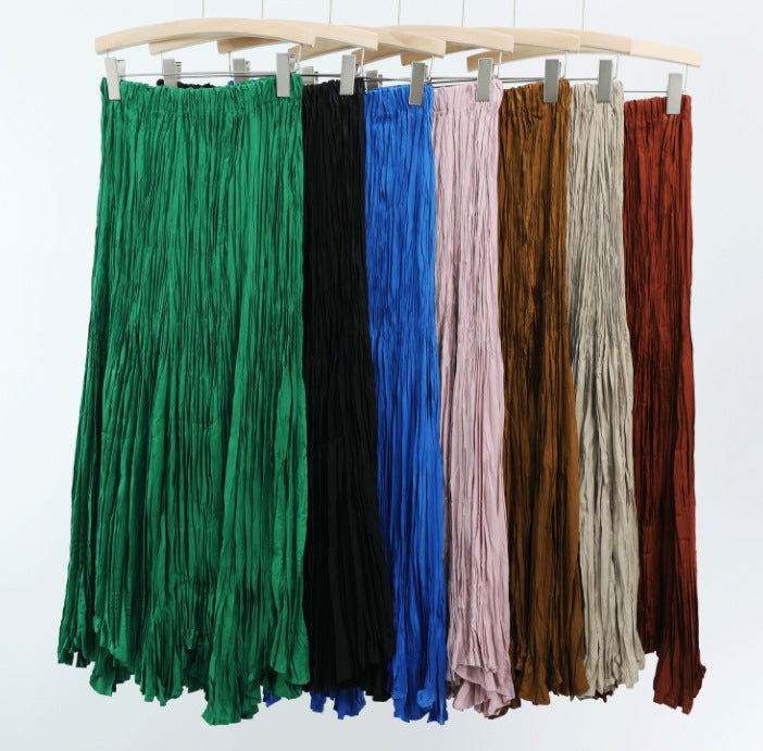 Pleats Art Style A-Line Pleated Swing Skirt – Mid-Length