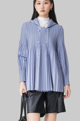 Pleats Please Hooded Cardigan Jacket – Loose Casual Pleated Outerwear