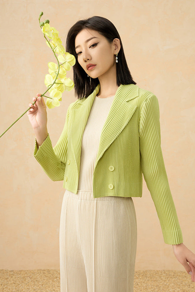 2025 Summer Pleated Cardigan Jacket – Lightweight Open-Front Layer, Slimming & Versatile