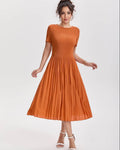 Pleatsart Wrinkle-Free Travel-Friendly Artistic Pleats Midi Dress