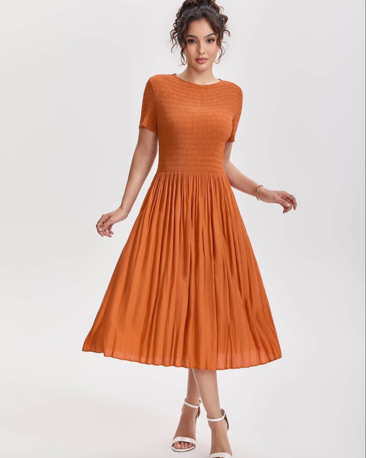 Pleatsart Wrinkle-Free Travel-Friendly Artistic Pleats Midi Dress