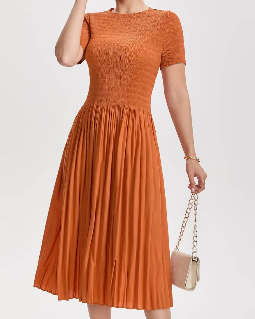 Pleatsart Wrinkle-Free Travel-Friendly Artistic Pleats Midi Dress