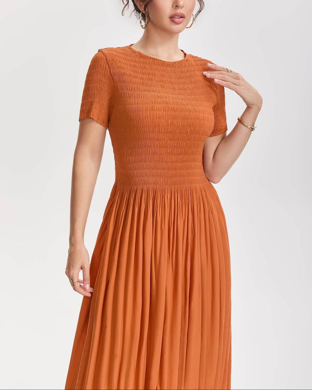 Pleatsart Wrinkle-Free Travel-Friendly Artistic Pleats Midi Dress