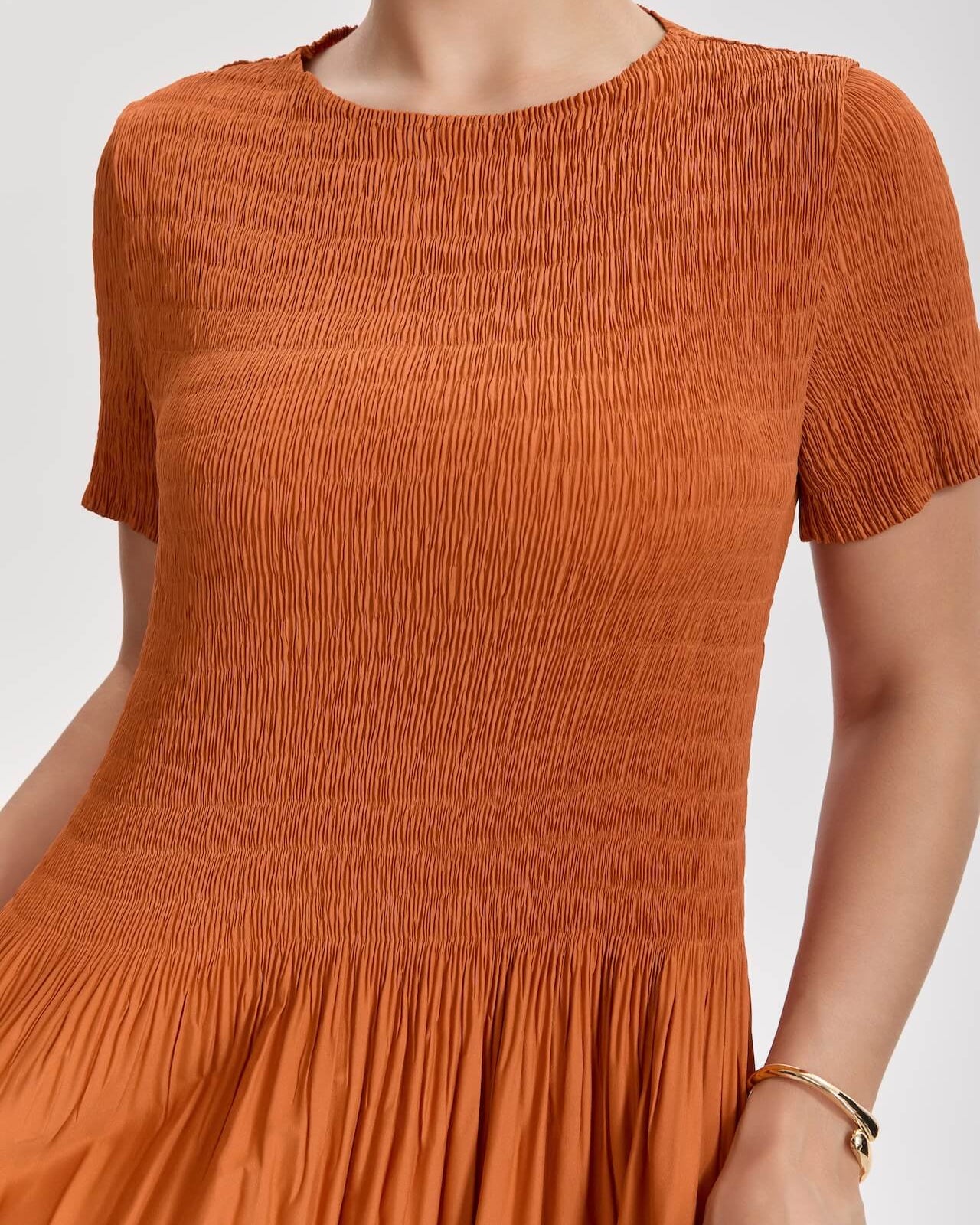 Pleatsart Wrinkle-Free Travel-Friendly Artistic Pleats Midi Dress