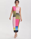 Pleatsart Wrinkle-Free Travel-Friendly Color Block Pleats Midi Dress