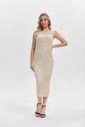 Pleatsart Wrinkle-Free Travel-Friendly Pleats Midi Dress -Off White