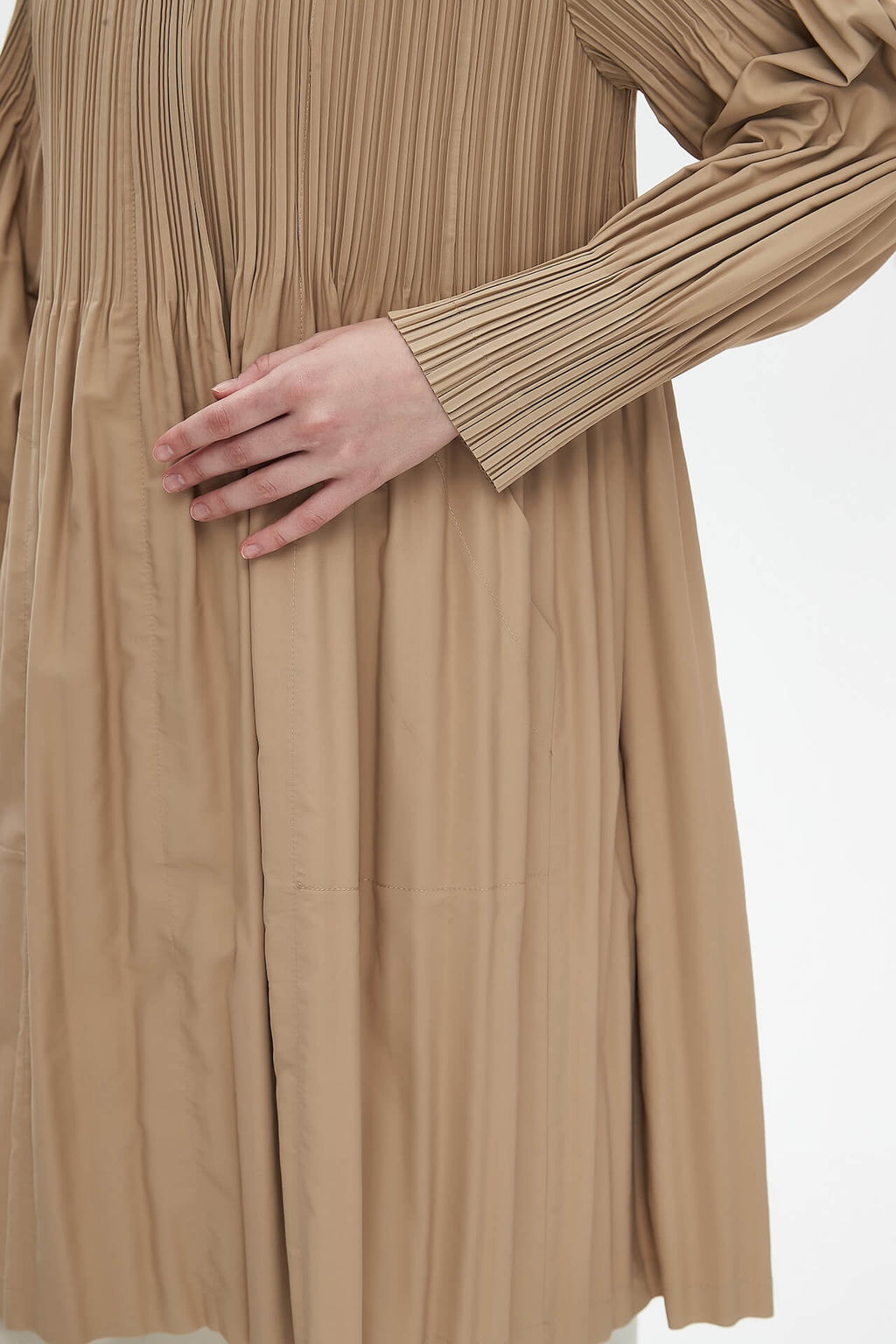 Pleatsart Wrinkle-Free Hooded Pleats Trench Coat