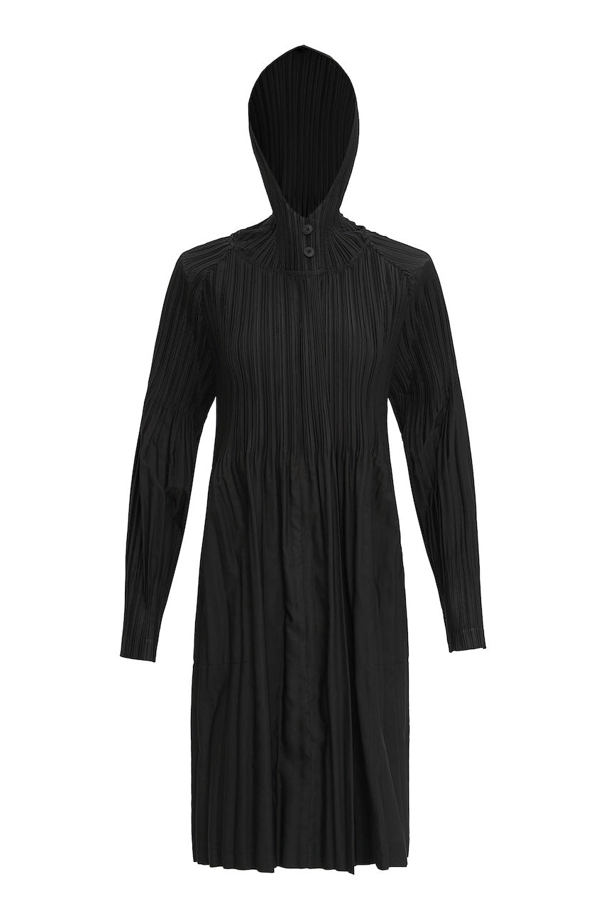 Pleatsart Wrinkle-Free Hooded Pleats Trench Coat