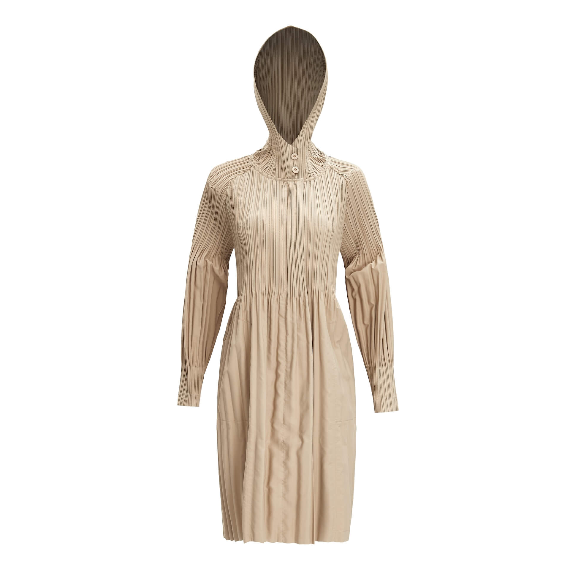 Pleatsart Wrinkle-Free Hooded Pleats Trench Coat