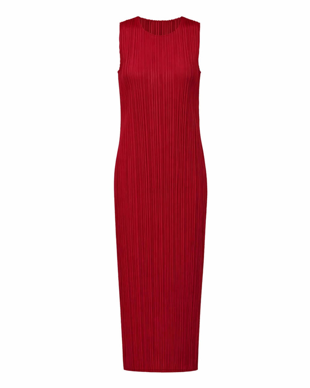 Pleatsart Wrinkle-Free Travel-Friendly Pleats Midi Dress – Red