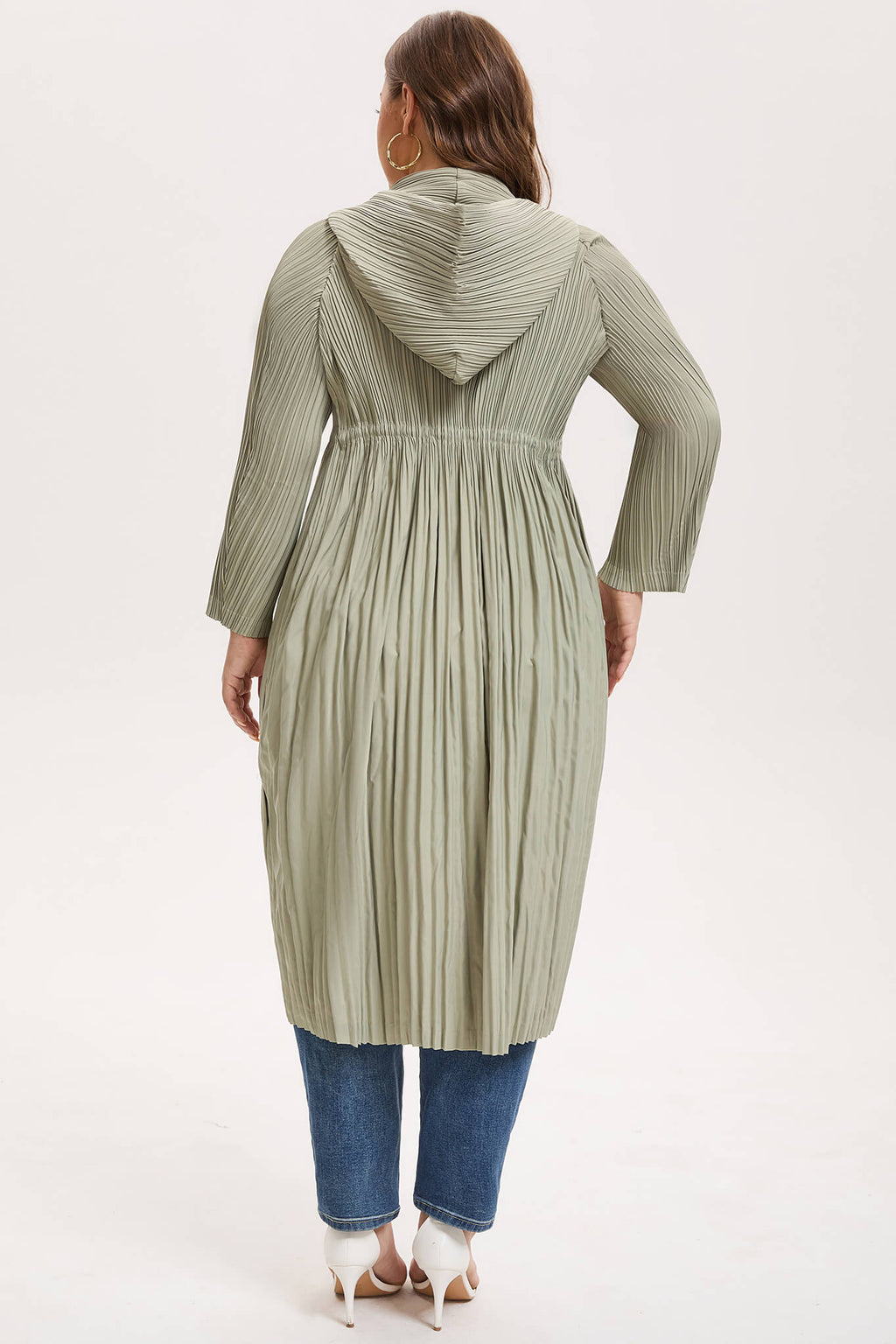 Pleatsart Wrinkle-Free Hooded Pleats Trench Coat