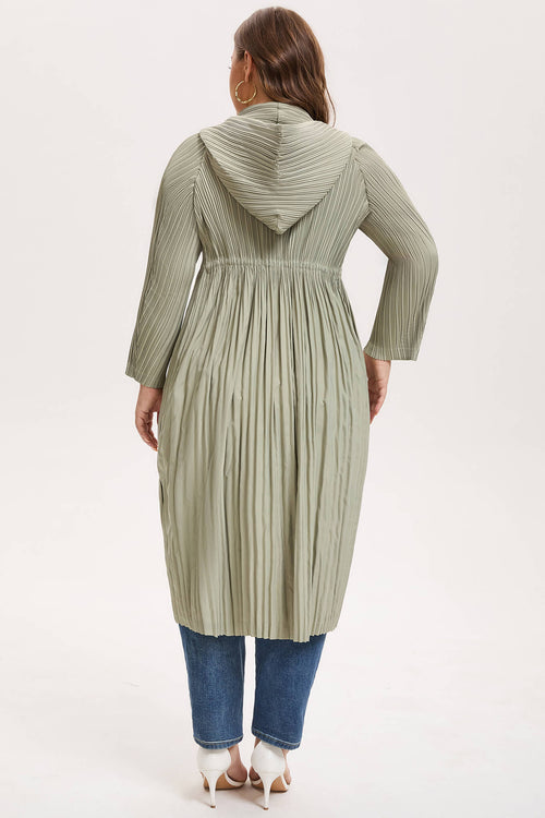 Pleatsart Wrinkle-Free Hooded Pleats Trench Coat